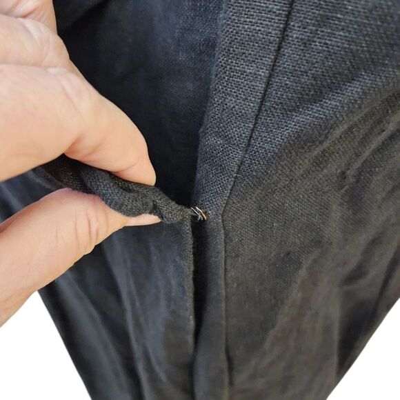 BEAU DAVID Vtg 80's ruffled neckline wrap 100% Linen dress Sz 10 - Picture 3 of 12